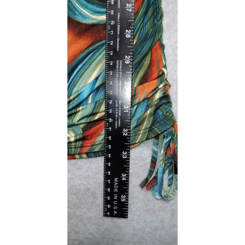 Timing Sleeveless Slouched Swoop Neck Mini Dress Womens Size L Multicolor Swirls - Picture 6 of 8